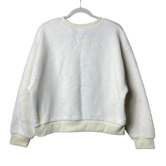 Levis Womens Meadow Polar Fleece Sweatshirt Large Sherpa Cozy Cream Oversized - Picture 4 of 9
